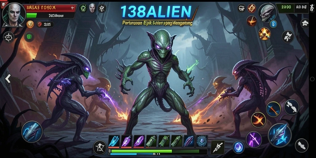 Tampilan gameplay seru di 138ALIEN dengan pertarungan alien yang mendebarkan.