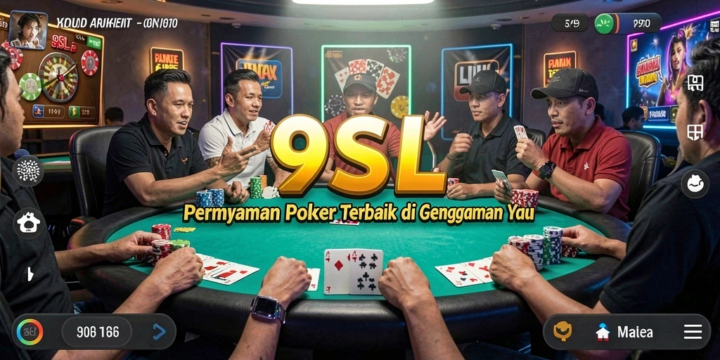 Tampilan permainan poker yang menegangkan dan seru di 9SL.