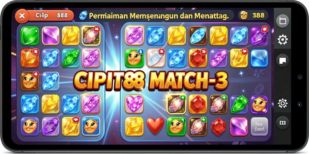 Tampilan gameplay seru di CIPIT88 dengan kombinasi berwarna-warni.