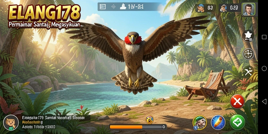 Tangkapan layar utama ELANG178 menampilkan gameplay santai yang seru.