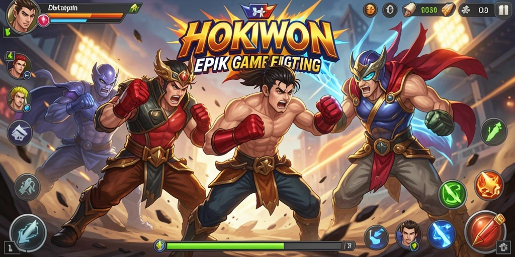 Screenshot HOKIWON menampilkan aksi pertarungan yang dinamis dan seru.