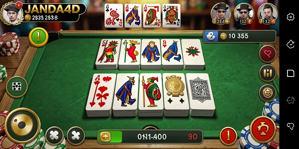 Tampilan gameplay JANDA4D yang menarik saat bermain Domino.