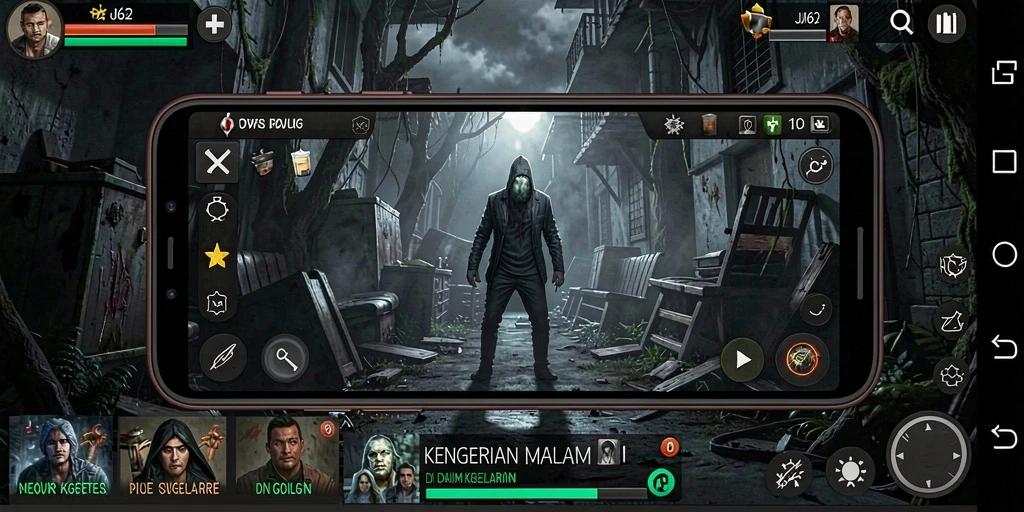 Screenshot gameplay menampilkan aksi menegangkan di dalam dunia horror.