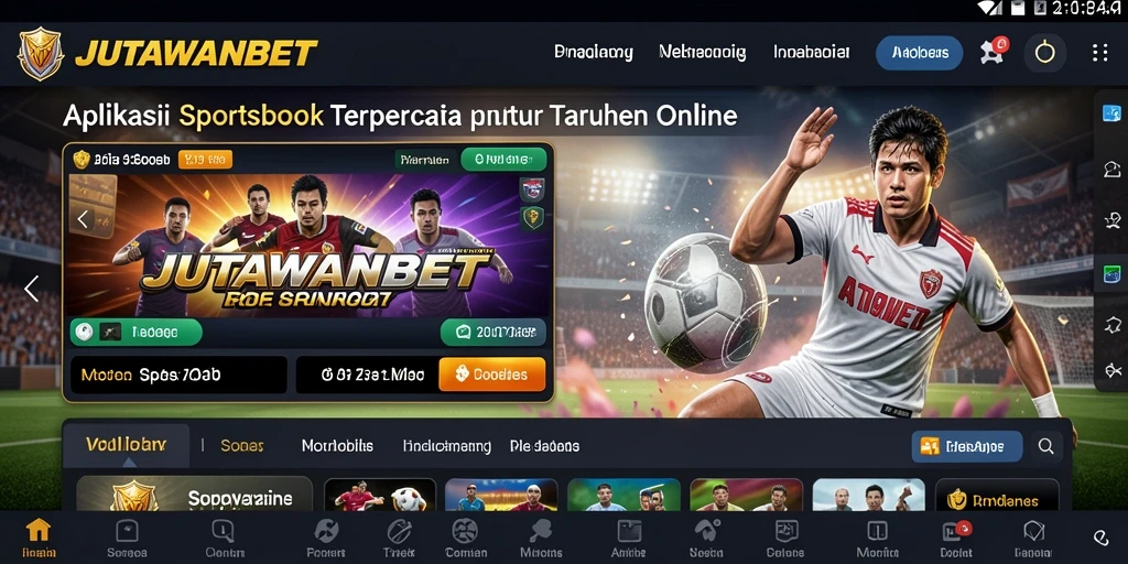 Tampilan antarmuka aplikasi JUTAWANBET yang menarik dan informatif.