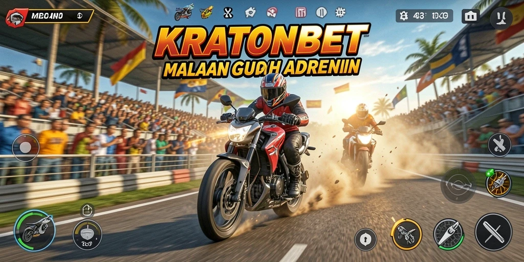 Gameplay KRATONBET menampilkan balapan motor yang mendebarkan.