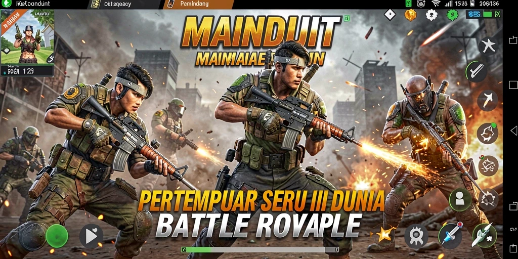 Tampilan gameplay seru dalam pertempuran di MAINDUIT.