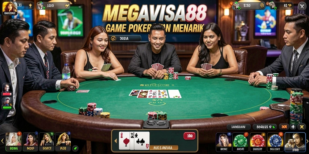 Screenshot gameplay <strong>MEGAVISA88</strong> yang menampilkan aksi Poker yang mendebarkan.