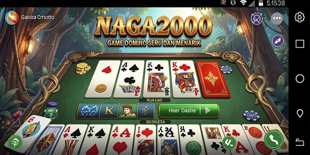 Screenshot utama NAGA2000 yang menunjukkan gameplay seru dalam mode Domino.
