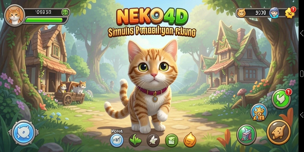 Tampilan gameplay menarik dari NEKO4D dengan kucing-kucing lucu.