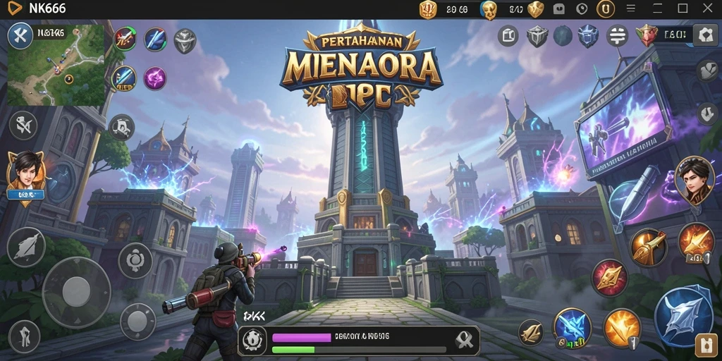 Screenshot NK666 menampilkan aksi intens dalam permainan Tower Defense yang menarik.
