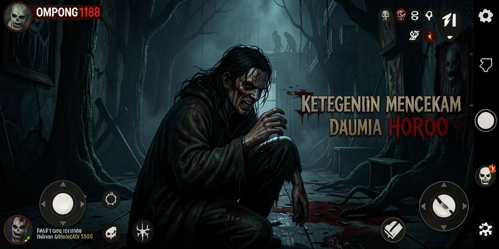Gambaran gameplay OMPONG188 yang penuh ketegangan dan mencekam.