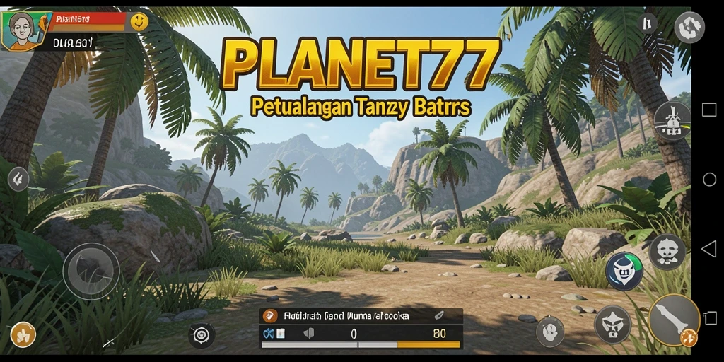 Screenshot gameplay menampilkan dunia terbuka yang menakjubkan di PLANET77.