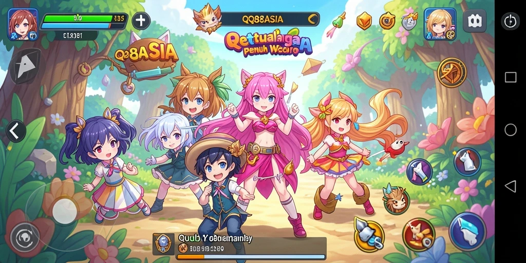 Tangkapan layar yang menampilkan aksi pertarungan dalam game Anime QQ88ASIA.