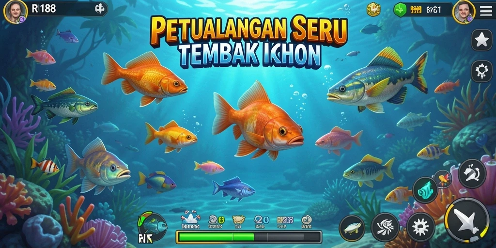 Tampilkan gameplay seru Tembak Ikan di RI188 dengan grafis menawan.