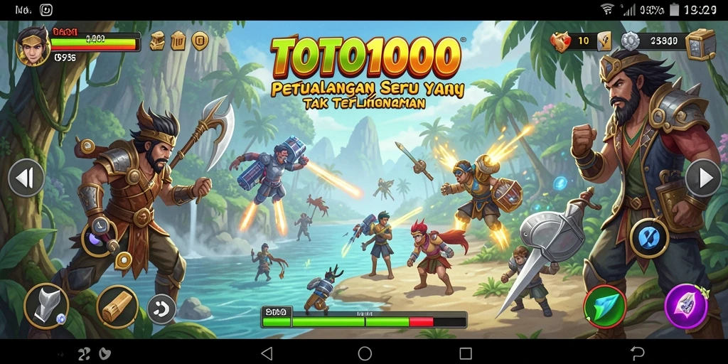 Screenshot utama TOTO1000 menampilkan aksi petualangan yang mendebarkan.
