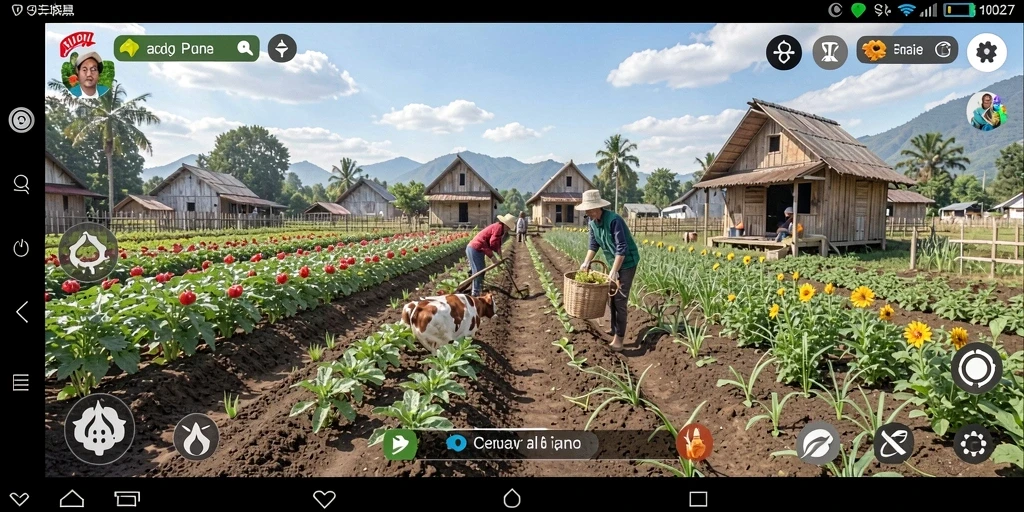 Screenshot gameplay V07 menunjukkan aktivitas bertani yang seru.