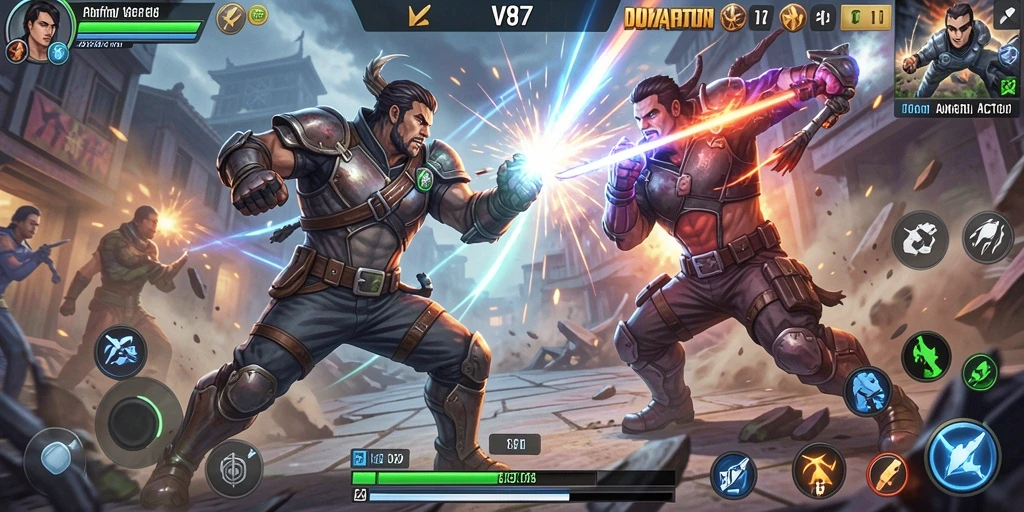 Gameplay seru V87 dengan aksi pertarungan intens.