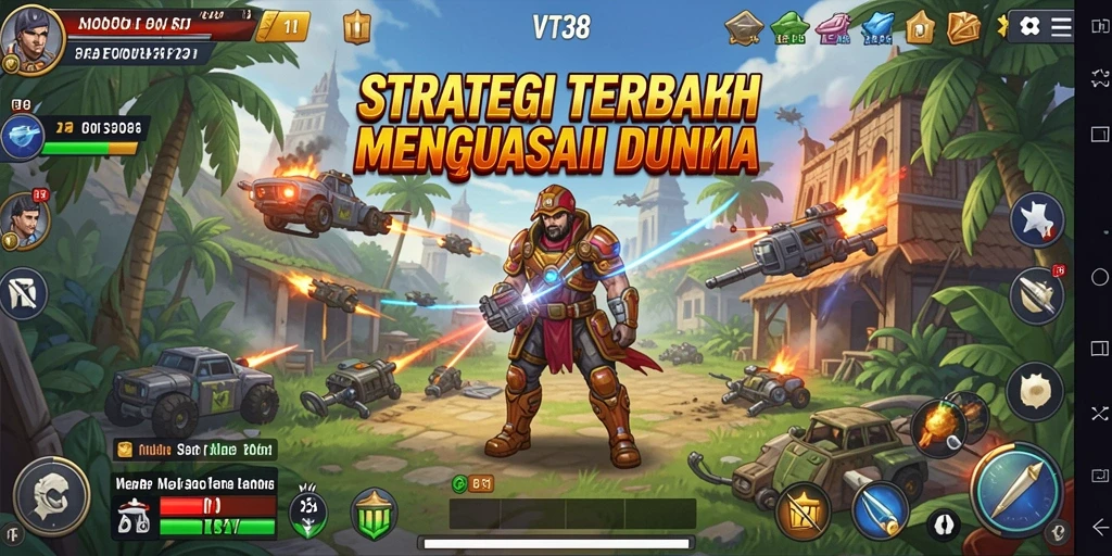 Tampilan utama gameplay VT38 yang penuh aksi strategi.